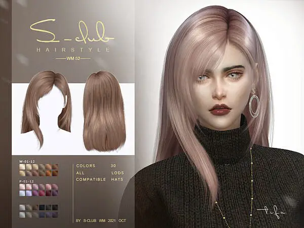 Tifa Straight mi long hairstyle by S Club ~ The Sims Resource for Sims 4