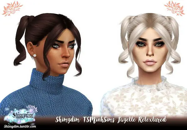 TSMinhSims Fayette Hair Retextured ~ Shimydim for Sims 4