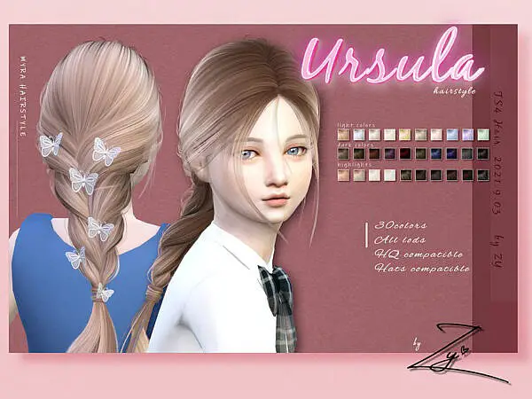 Ursula Hair Child by zy ~ The Sims Resource for Sims 4