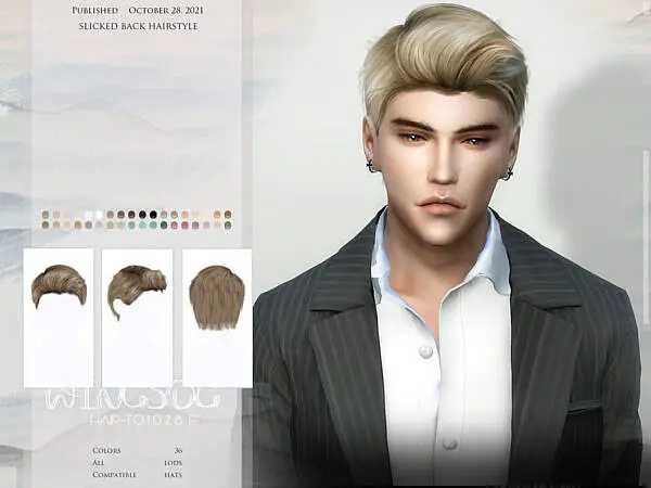 Slicked back hairstyle by wingssims ~ The Sims Resource for Sims 4