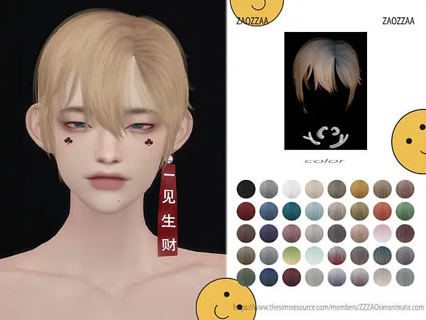 ZAO M Lucky Hair by ZZZAOsims ~ The Sims Resource for Sims 4