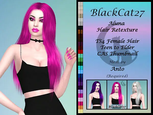 Antos Aluna Hair Retextured ~ The Sims Resource for Sims 4