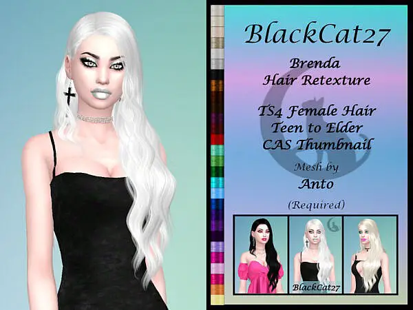 Anto Brenda Hair Retexture by BlackCat27 ~ The Sims Resource for Sims 4