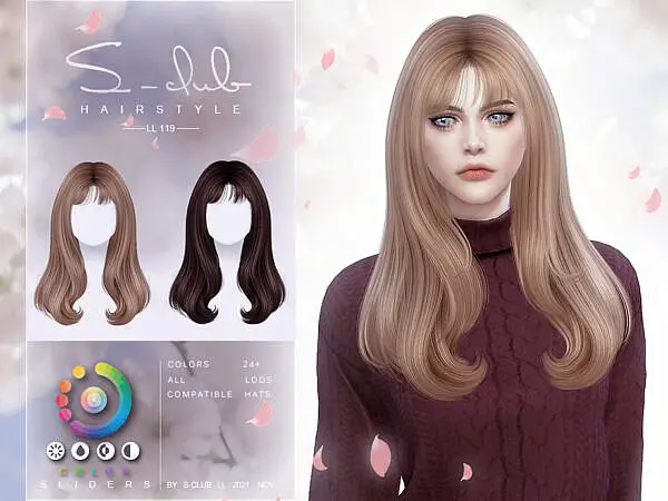 Yuki Bang curly hair by S Club ~ The Sims Resource for Sims 4