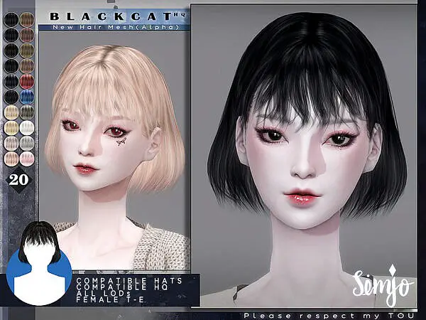 Blackcat Hair by KIMSimjo ~ The Sims Resource for Sims 4