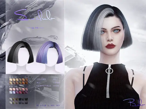 Bob hair Nana by S Club ~ The Sims Resource for Sims 4