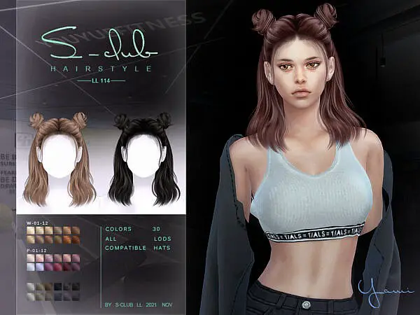 Double Half Bun hairstyle by S Club ~ The Sims Resource for Sims 4