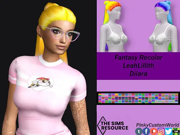 Fantasy Recolor of LeahLilliths Dilara hair by PinkyCustomWorld ~ The Sims Resource for Sims 4