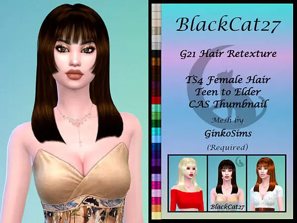 GinkoSims G21 Hair Retextured by BlackCat27 ~ The Sims Resource for Sims 4
