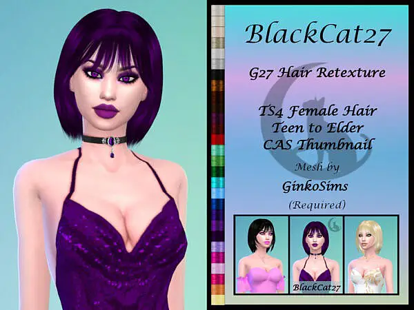GinkoSims G27 Hair Retextured by BlackCat27 ~ The Sims Resource for Sims 4