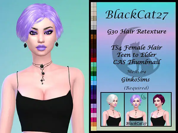 GinkoSimss G30 Hair Retexture by BlackCat27 ~ The Sims Resource for Sims 4