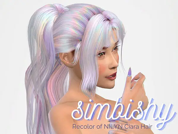 Holographic Rainbow Hair Recolor by simbishy ~ The Sims Resource for Sims 4