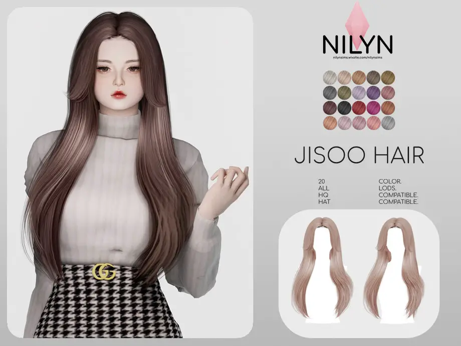 Jisoo Hair by Nilyn ~ The Sims Resource - Sims 4 Hairs