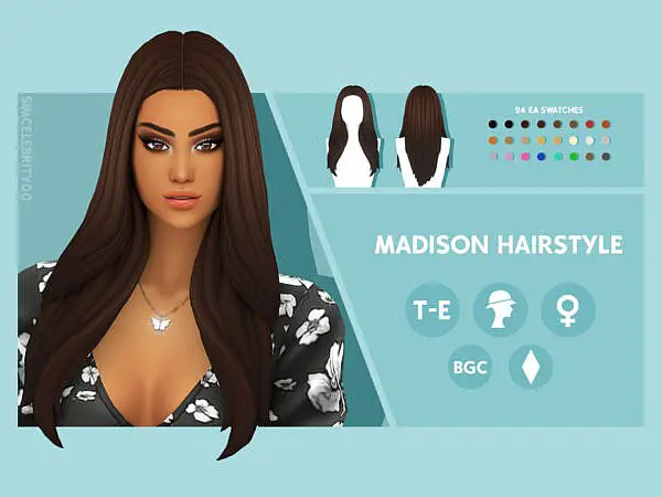 Madison Hair by simcelebrity00 ~ The Sims Resource for Sims 4