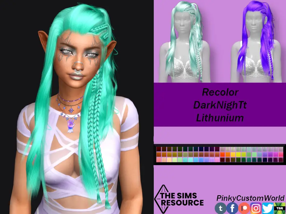 Recolor Of Darknightts Lithunium Hair By Pinkycustomworld ~ The Sims