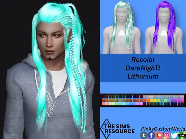 Recolor of DarkNighTts Lithunium hair by PinkyCustomWorld ~ The Sims Resource for Sims 4