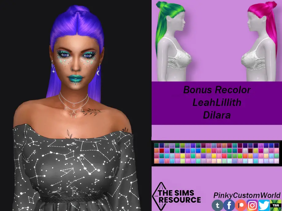 Bonus Recolor of LeahLillith's Dilara hair by PinkyCustomWorld ~ The ...