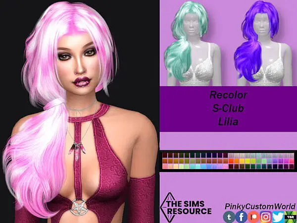 Recolor of S Clubs Lilia hair by PinkyCustomWorld ~ The Sims Resource for Sims 4
