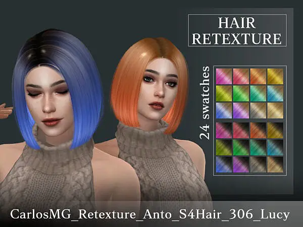 Retexture of Anto Lucy Hair by CarlosMG ~ The Sims Resource for Sims 4