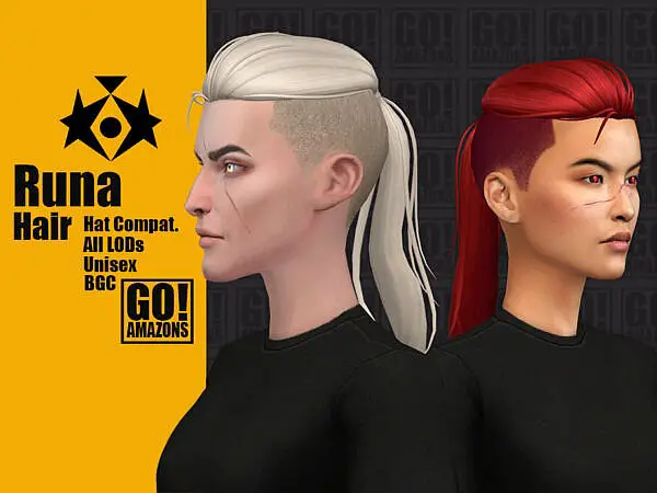 Runa Hair by GoAmazons ~ The Sims Resource for Sims 4