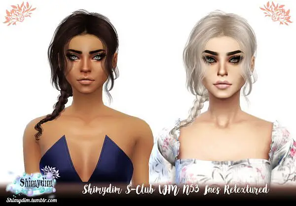 S Club`s WM N53 Ines Hair Retextured ~ Shimydim for Sims 4