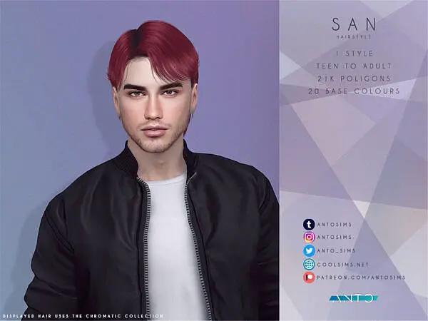 San  Hair by Anto ~ The Sims Resource for Sims 4