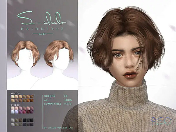 Short curly hairstyle by S Club ~ The Sims Resource for Sims 4