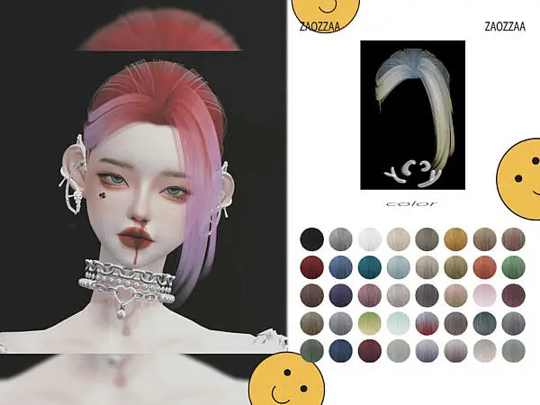 Side Long Bangs Hair by ZZZAOsims ~ The Sims Resource for Sims 4