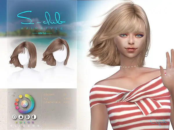 Wind short hair Agate by S Club ~ The Sims Resource for Sims 4
