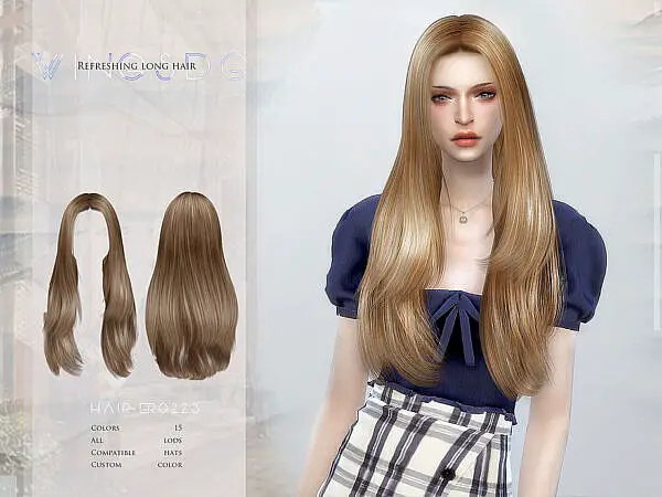 ER0223 Refreshing long hair ~ The Sims Resource for Sims 4