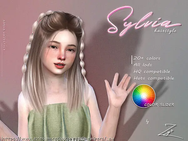 Sylvia Hairstyle ( double bubble braids) for kids ~ The Sims Resource for Sims 4