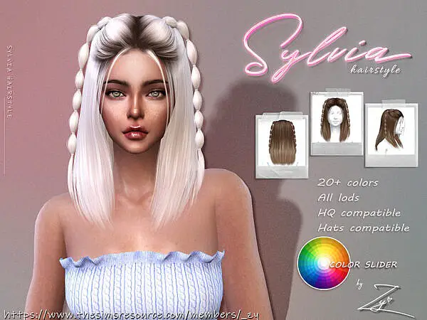 Sylvia Hairstyle ( double bubble braids) ~ The Sims Resource for Sims 4