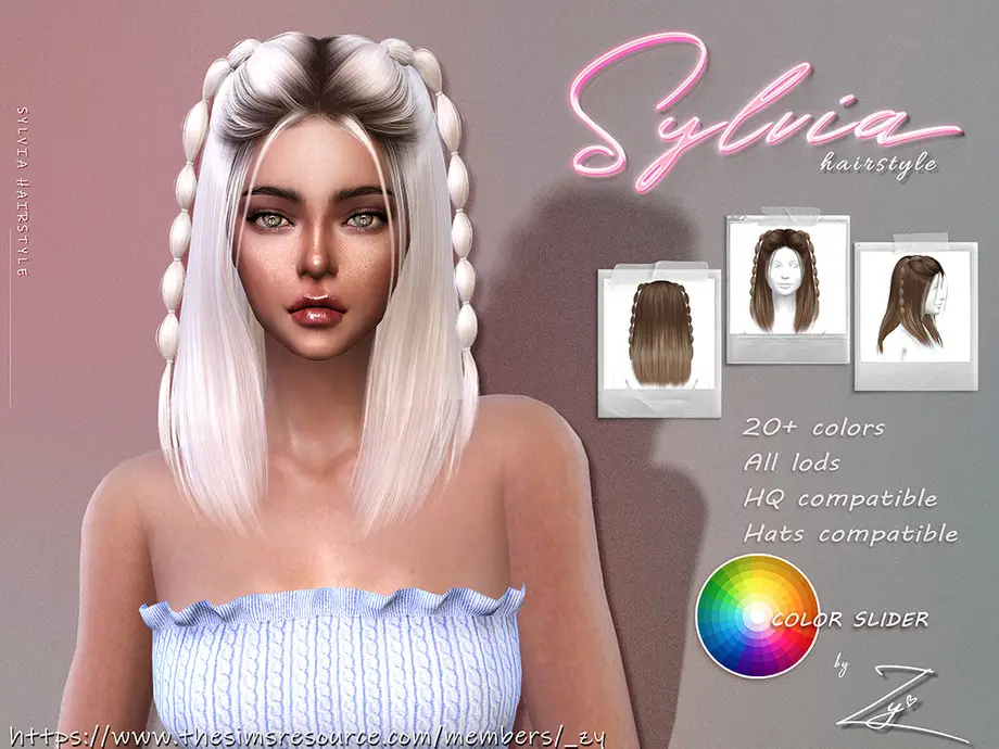 Sylvia Hairstyle Double Bubble Braids ~ The Sims Resource Sims 4 Hairs 9821