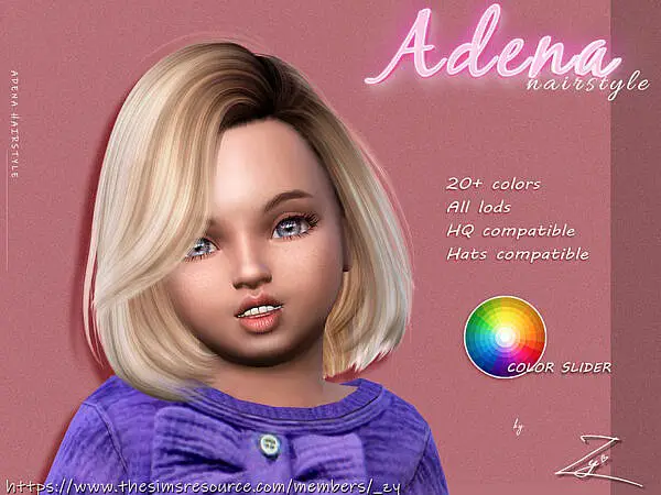Adena Hairstyle for toddlers(medium bob hairstyle) ~ The Sims Resource for Sims 4