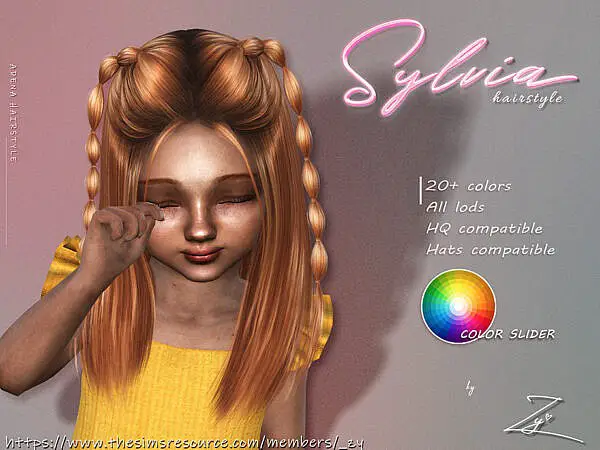 Sylvia Hairstyle (double bubble braids) for toddlers ~ The Sims Resource for Sims 4