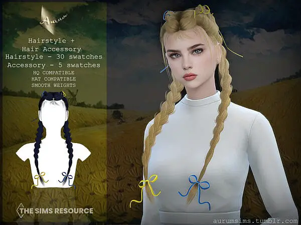 BlueSky Hairstyle and Hair accessory Set ~ The Sims Resource for Sims 4