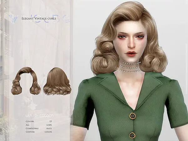 Elegant Vintage curls Hairstyle ~ The Sims Resource for Sims 4