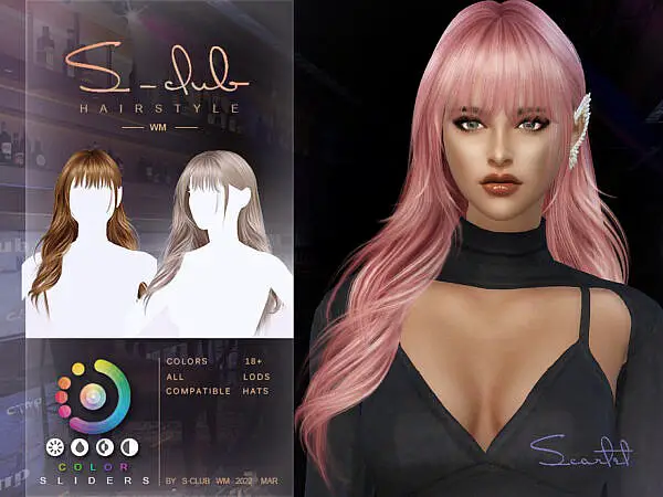 Curly long hairstyle (Scarlet II) ~ The Sims Resource for Sims 4