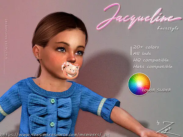 Jacqueline Hairstyle for Toddlers(Tight low ponytail) ~ The Sims Resource for Sims 4
