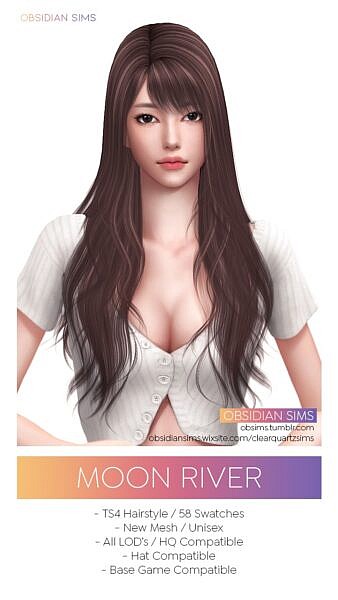 MOON RIVER HAIRSTYLE ~ Obsidian Sims for Sims 4
