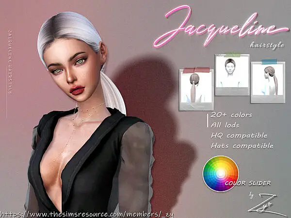 Jacqueline Hairstyle (Tight low ponytail) ~ The Sims Resource for Sims 4