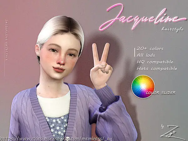 Jacqueline Hairstyle for kids (Tight low ponytail) ~ The Sims Resource for Sims 4
