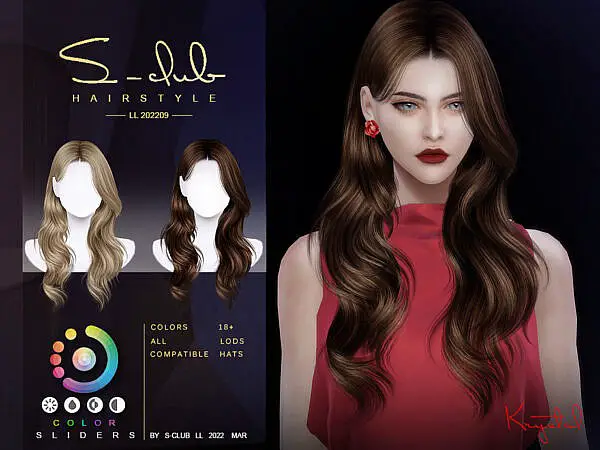 Curly long hairstyle (krystal) ~ The Sims Resource for Sims 4
