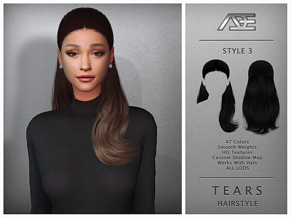 Tears / Style 3 (Hairstyle) ~ The Sims Resource for Sims 4