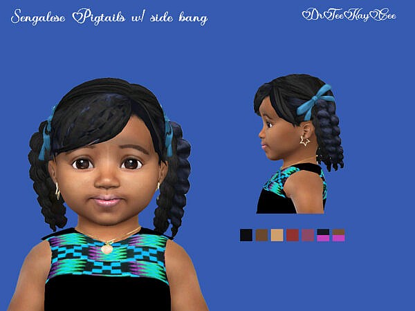 Senegalese Twisted Pigtails with Bangs ~ The Sims Resource for Sims 4