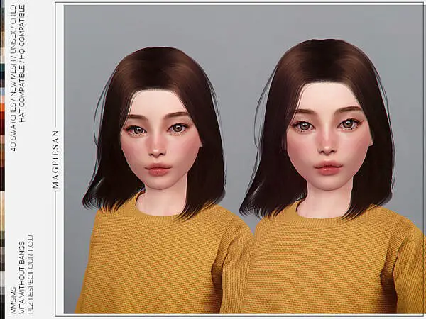 Vita Hairstyle without bangs for Child ~ The Sims Resource for Sims 4