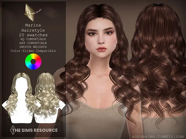 Marina Curly Hairstyle ~ The Sims Resource for Sims 4